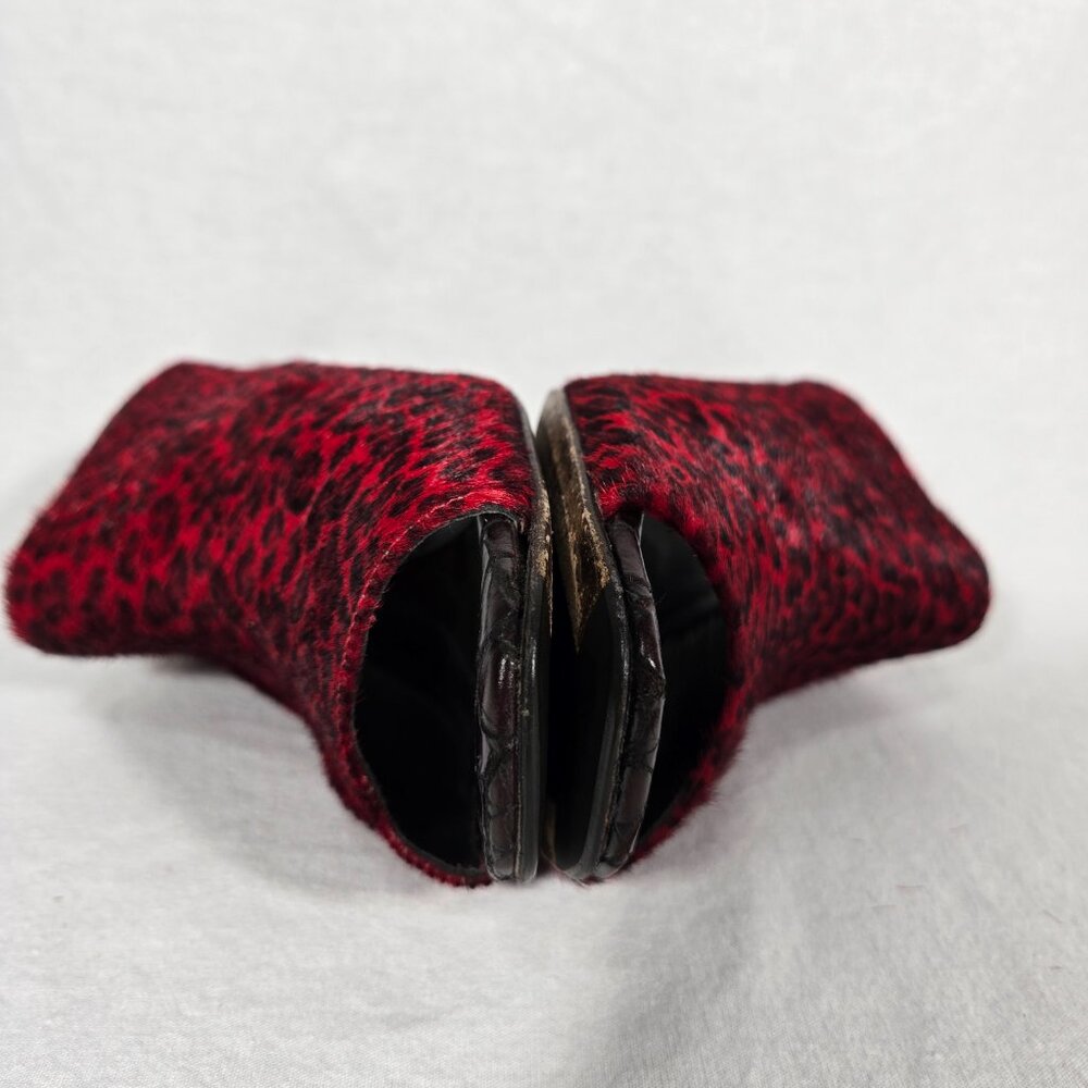 RARE Vintage Y2K Mobwife LEATHER Red & Black Animal Print Heel Sandals Size 8.5M - Picture 12 of 17